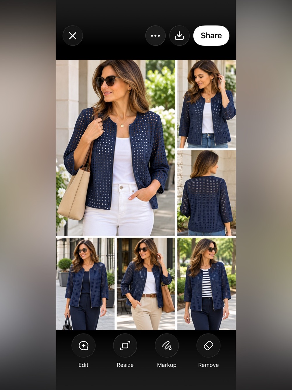 Chico's Blue Geometric Openwork Jacket - Picture 2 of 6